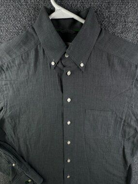 Eton Long Sleeve Button Up Shirt Men Gray Medium Adult Fine Cotton Designer